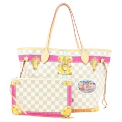 Louis Vuitton Hand Bag Neverfull MM Tote Bag - Whites Damier Azur SA 2151  at 1stDibs