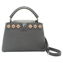 Louis Vuitton Limited Ed Grey Taurillon Leather Capucines BB Flower Studs