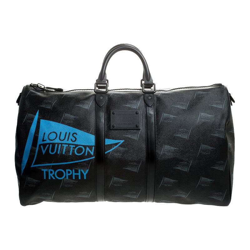 Black and Blue Limited Edition Dubai LV Cup Canvas Waterproof Keepall  Bandouliere 55 Black Hardware