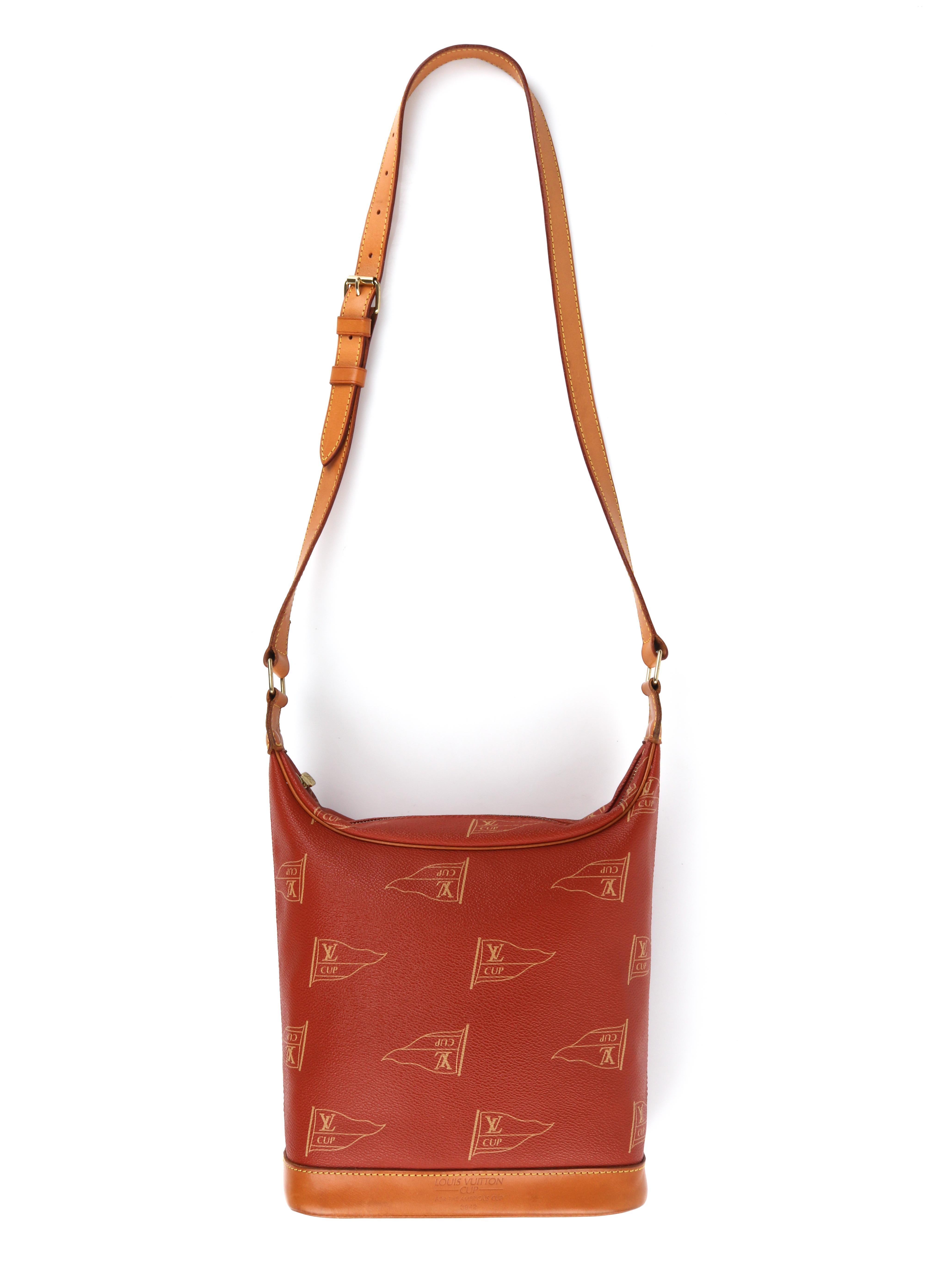 LOUIS VUITTON Limited Edition 1994 “Cup Le Touquet” Red Tan Shoulder Crossbody  In Good Condition In Thiensville, WI