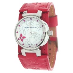 Louis Vuitton Limited Edition 28mm Watch Ref. Q121J w/ Printed Red Leather Strap