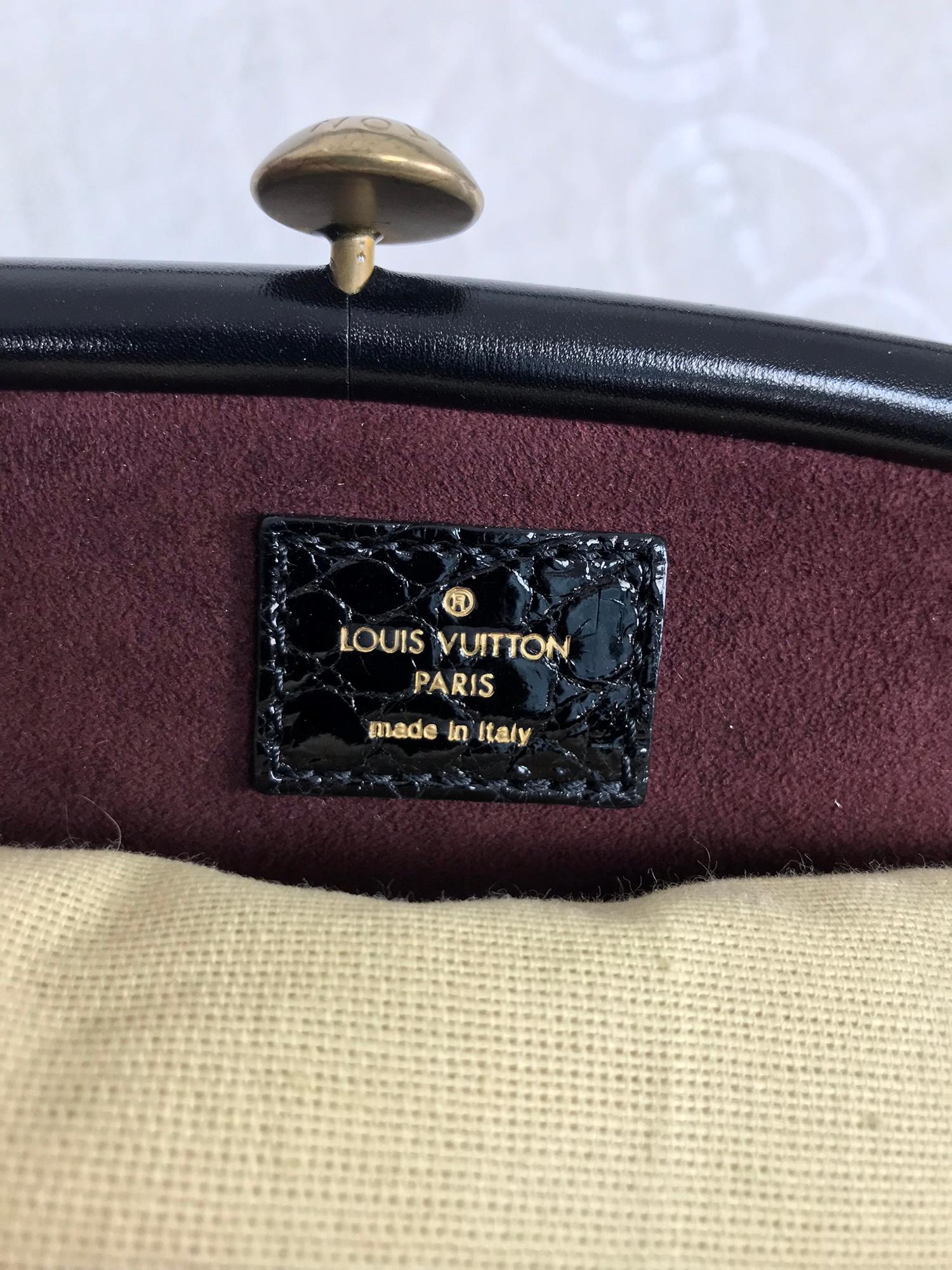 Louis Vuitton Limited Edition Black Alligator Monogram Vienna Sac Fermoir MM Bag 8