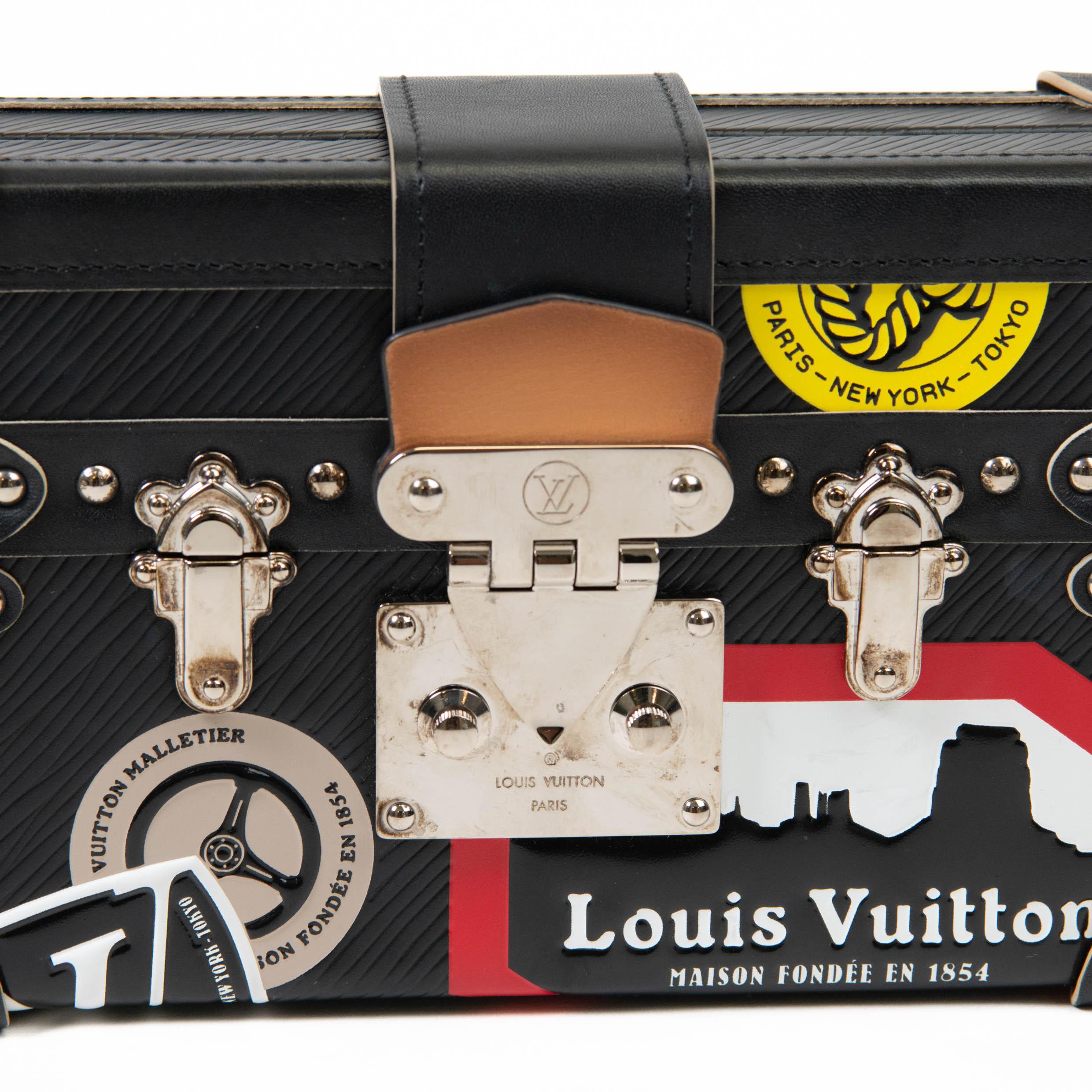 Louis Vuitton Limited Edition Black Epi Leather World Tour Petite Malle Bag 3