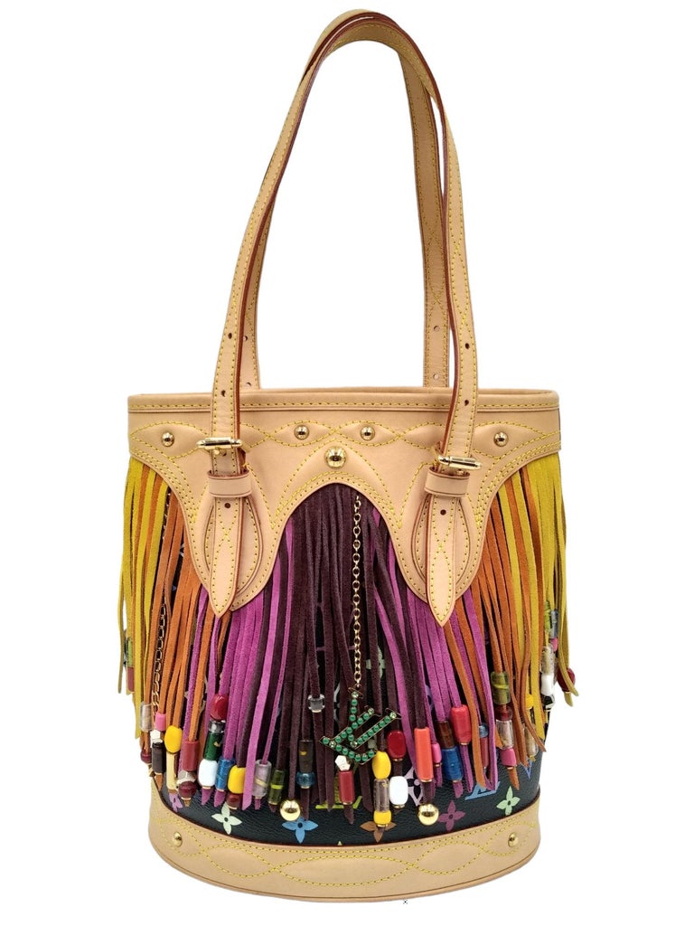Louis Vuitton Multicolor Limited Edition Fringe Bucket Bag with Accessories  pouch