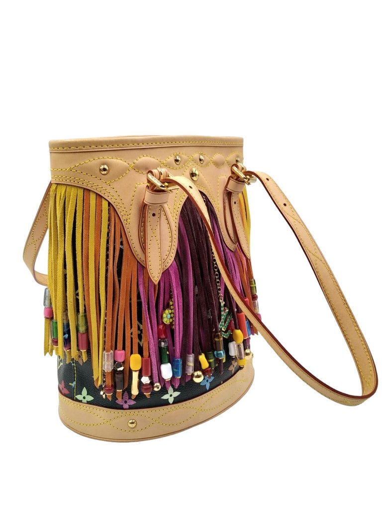 VERY RARE Louis Vuitton LV Monogram Multicolor Fringe Bucket Bag Purse  DUSTBAG