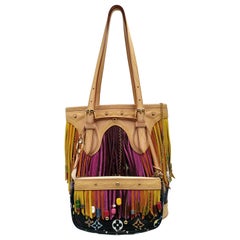 Louis Vuitton Limited Edition Black Monogram Multicolor Fringe Bucket Bag