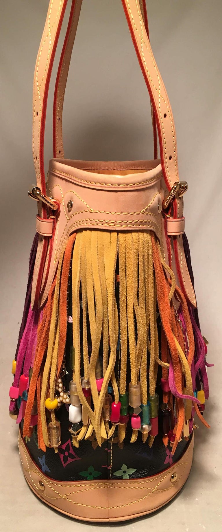 Louis Vuitton Limited Edition Black Monogram Multicolor Fringe Bucket Bag with at 1stdibs