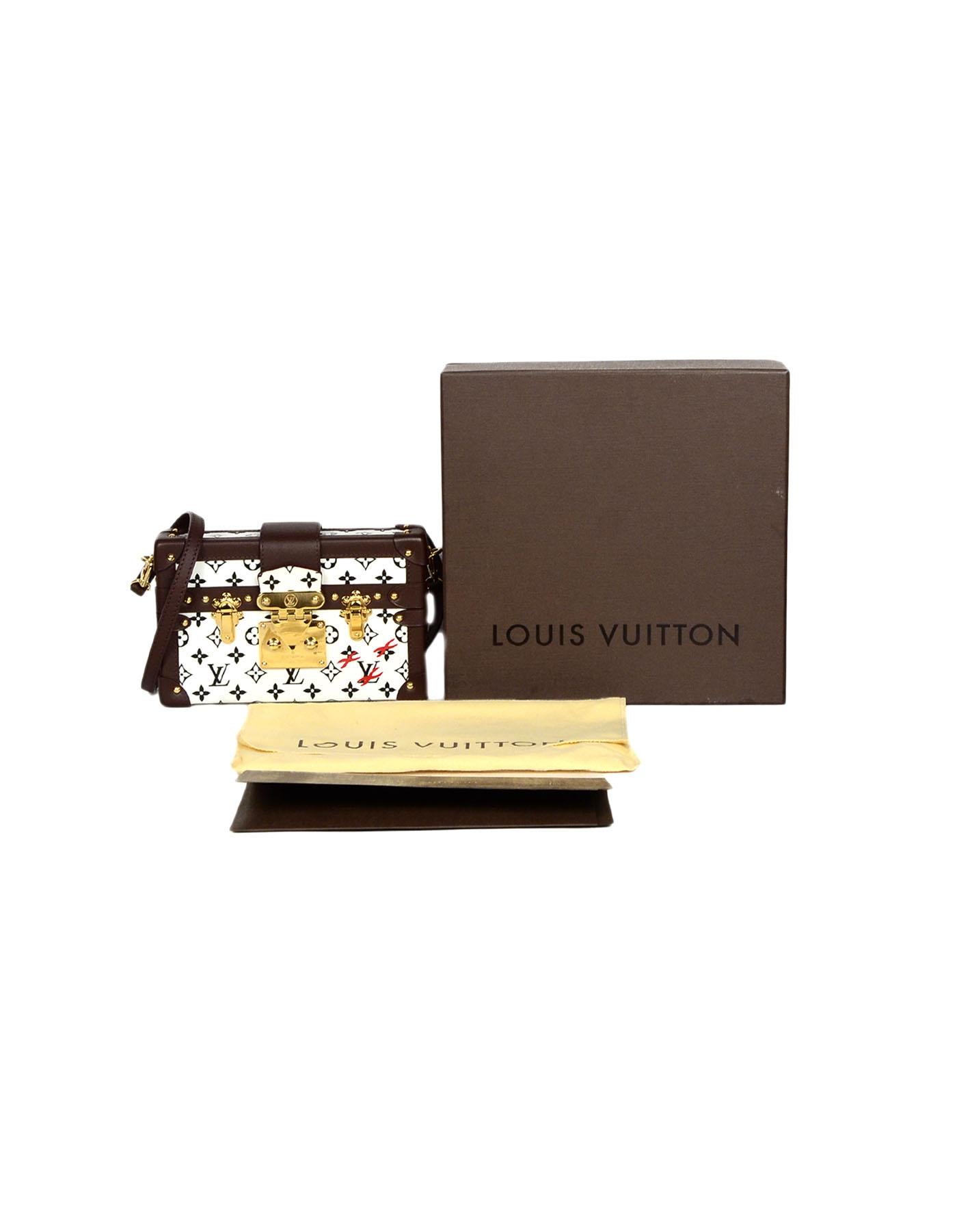 Louis Vuitton Limited Edition Black/White Monogram Petite Malle Trunk Crossbody 3