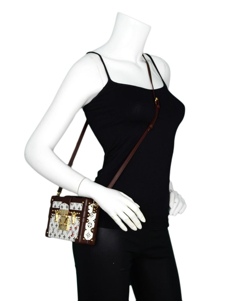 Louis Vuitton Limited Edition Black/White Monogram Petite Malle Trunk Crossbody For Sale at 1stdibs