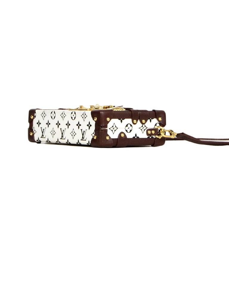 Louis Vuitton Limited Edition Black/White Monogram Petite Malle Trunk Crossbody For Sale at 1stdibs