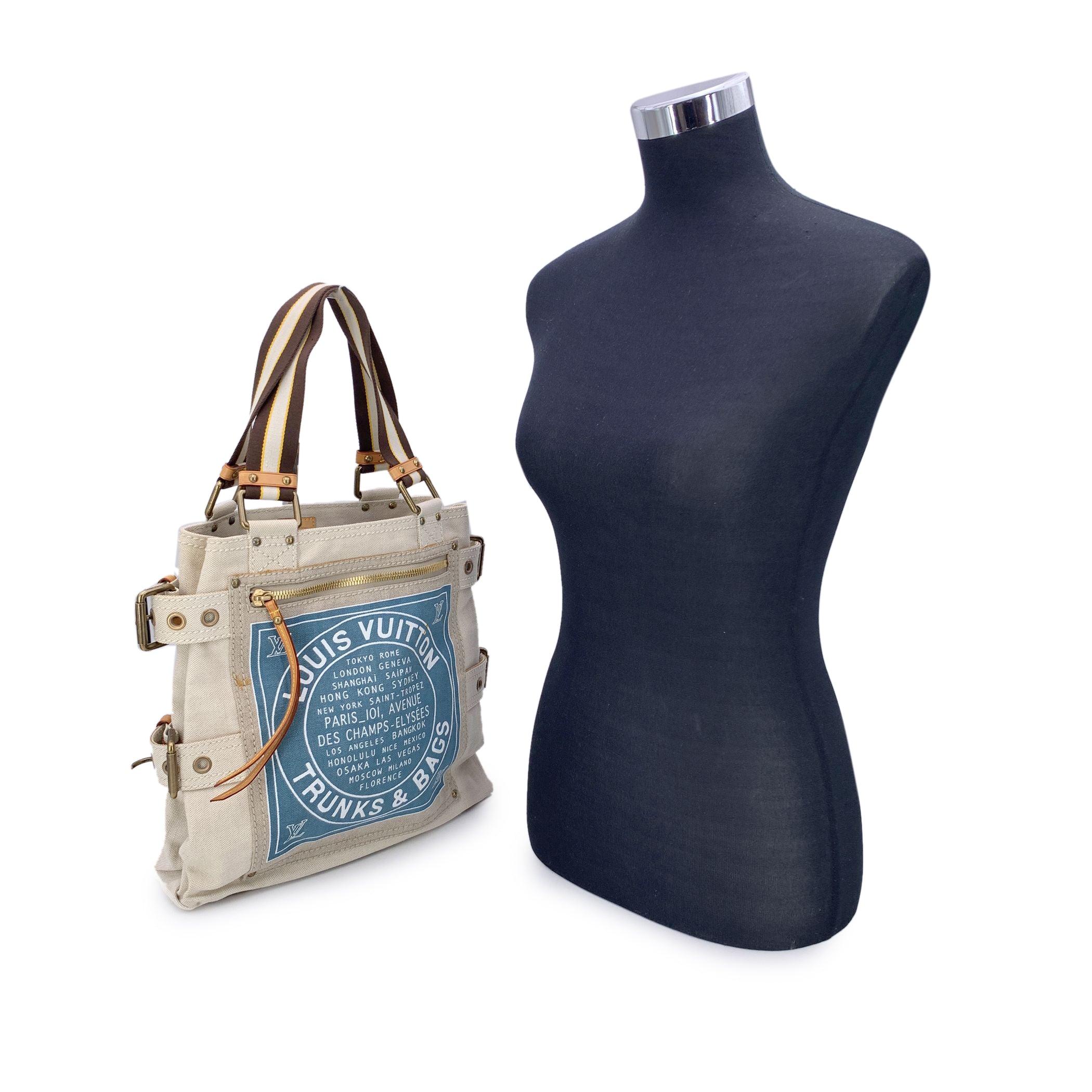 Discover a true gem from Louis Vuitton's exclusive past with the Louis Vuitton Globe Cabas MM tote, a rare and collectible piece from the limited-edition Globe Shopper line, designed for the Cruise 2005 Collection. This tote is a standout, crafted
