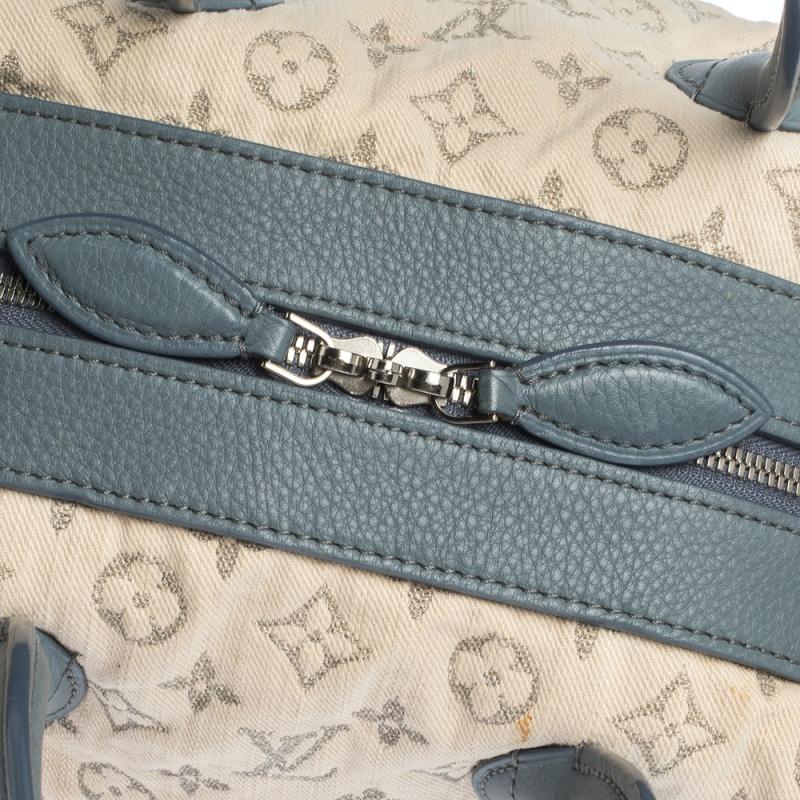 Louis Vuitton Limited Edition Blue Monogram Denim Speedy Round Bag 2