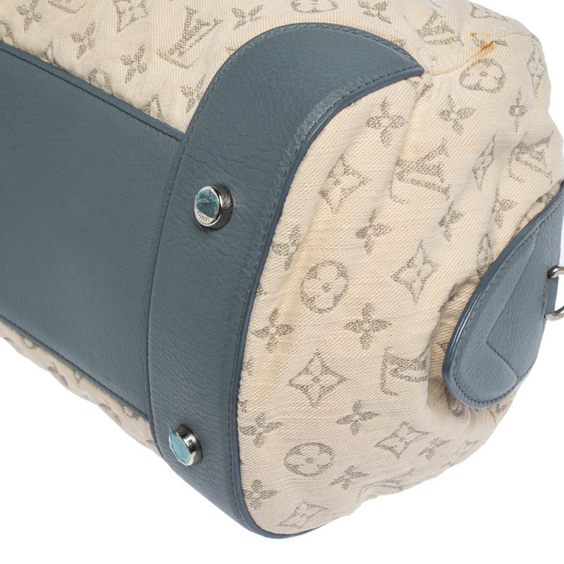 Louis Vuitton Limited Edition Blue Monogram Denim Speedy Round Bag 6