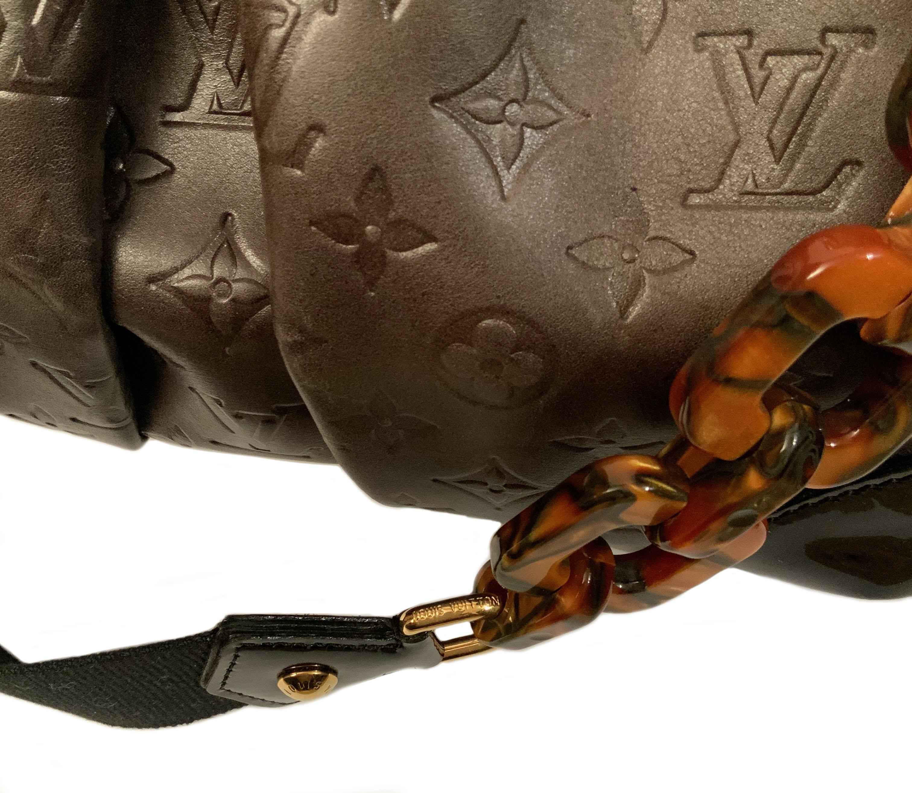 Louis Vuitton Limited Edition Brown Embossed Calfskin Monogram Stephen Bag In Good Condition In Geneva, CH