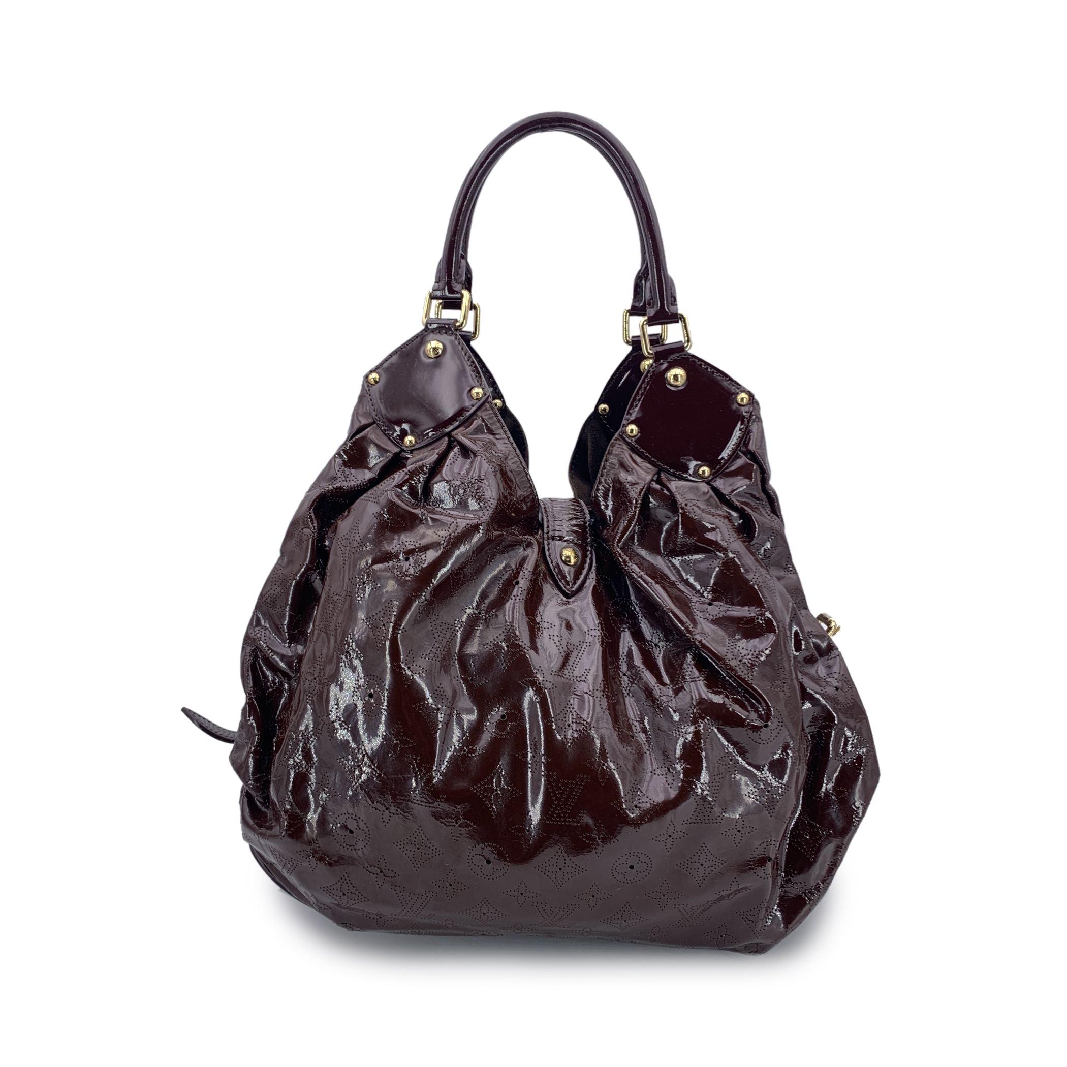 Black Louis Vuitton Limited Edition Brown Patent Leather Surya XL Hobo Bag For Sale