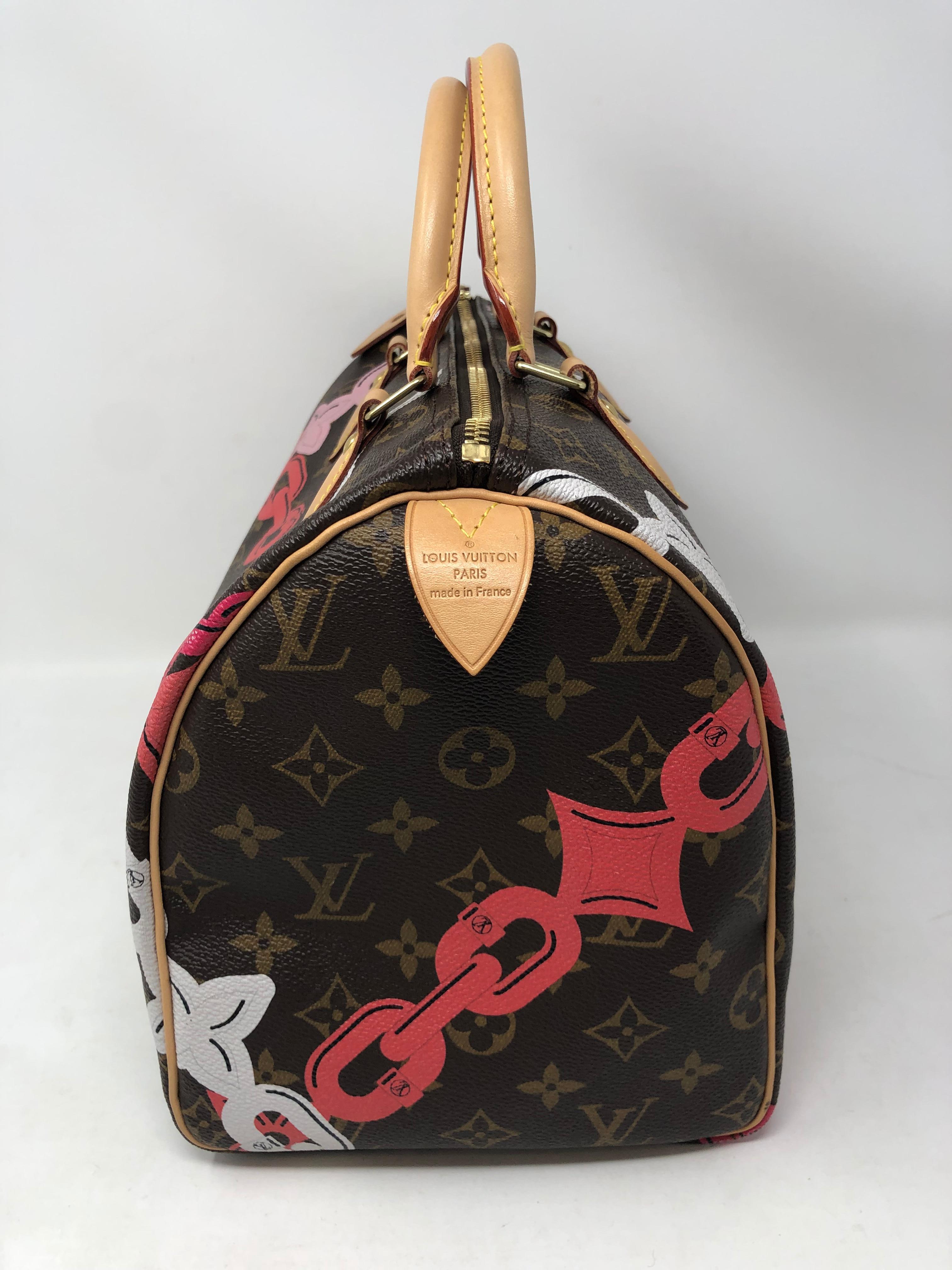 Louis Vuitton Limited Edition Chain Flower Speedy 30 In Excellent Condition In Athens, GA