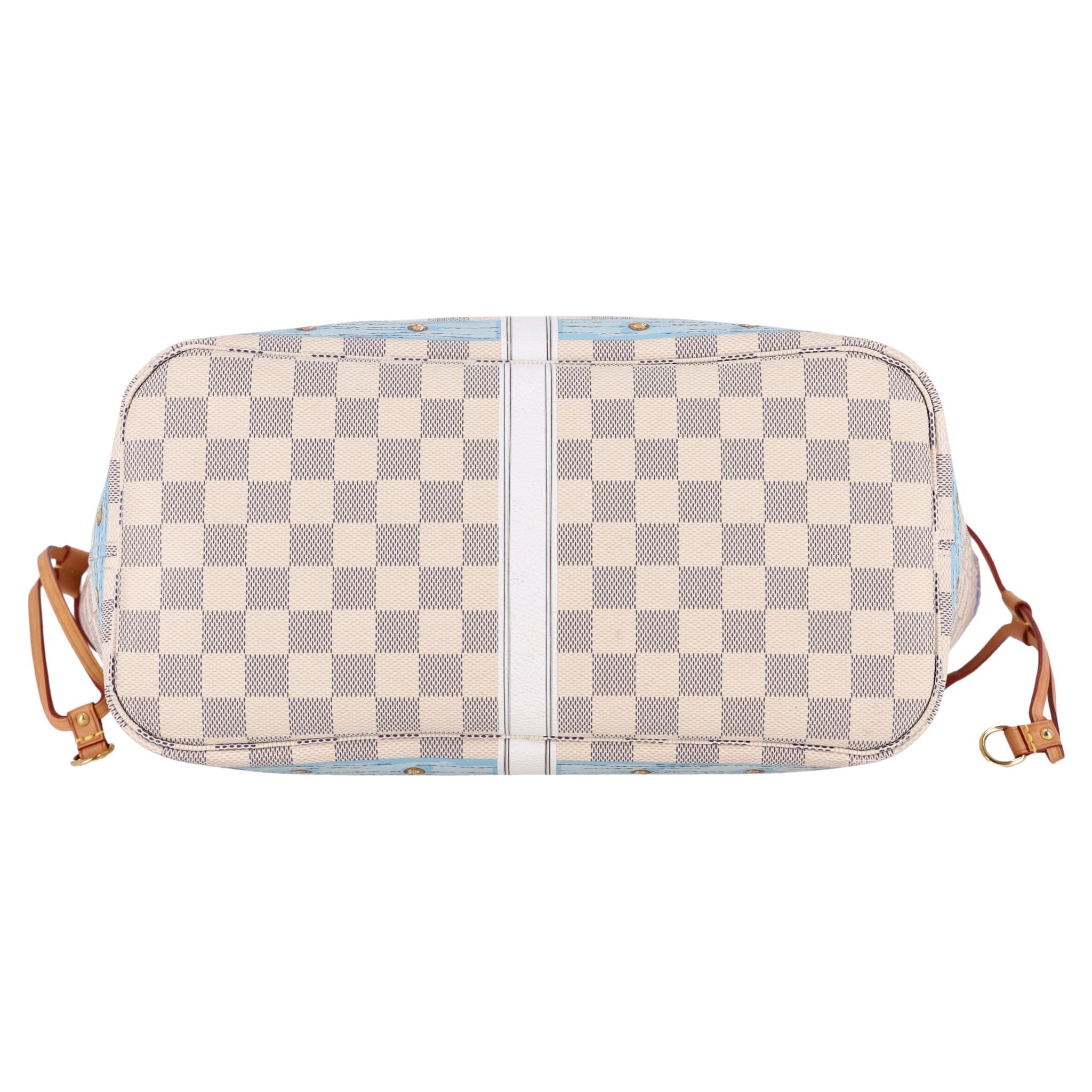 Women's Louis Vuitton Limited Edition Damier Azur Summer Trunks Knokke Neverfull MM Bag For Sale