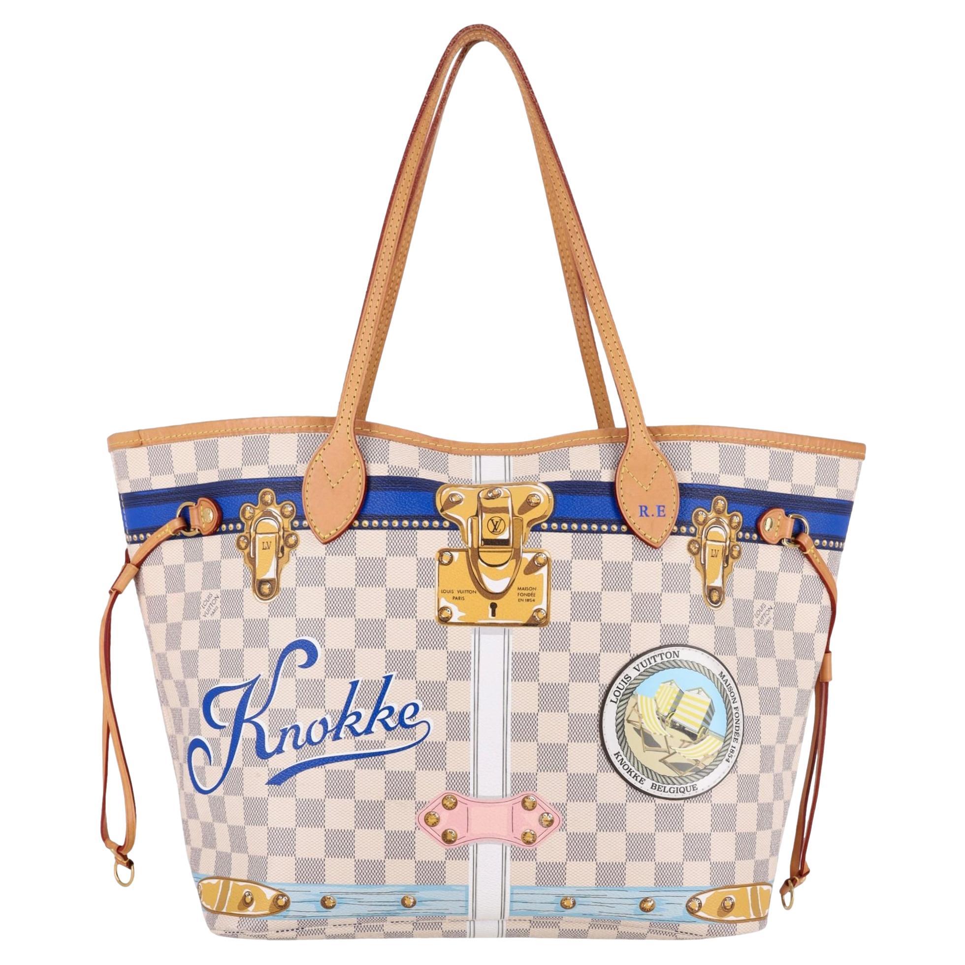 Louis Vuitton Limited Edition Damier Azur Summer Trunks Knokke Neverfull MM Bag For Sale