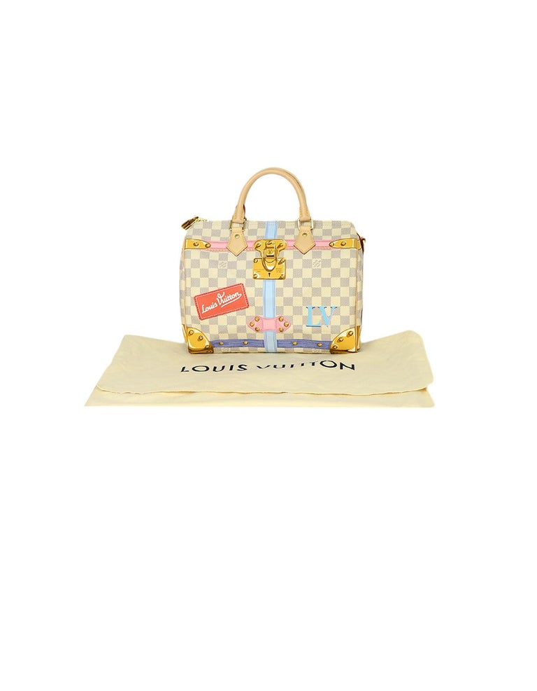 Louis Vuitton Speedy 30 Bandouliere Damier Azur Canvas Summer Trunks 2018  Limited Edition Preowned
