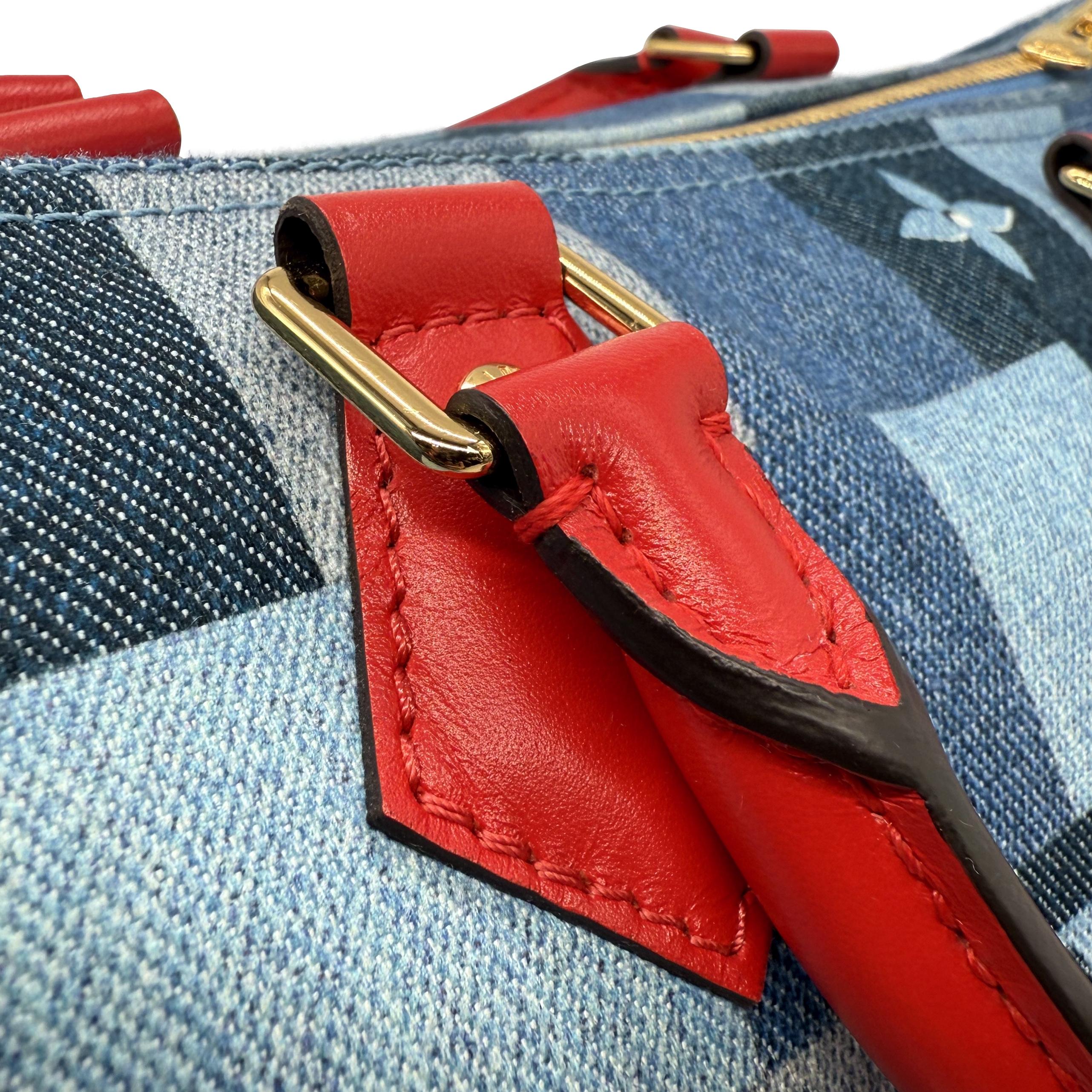 Louis Vuitton Limited Edition Denim Patchwork Bandoulière Speedy Damier 30, 2019 For Sale 5