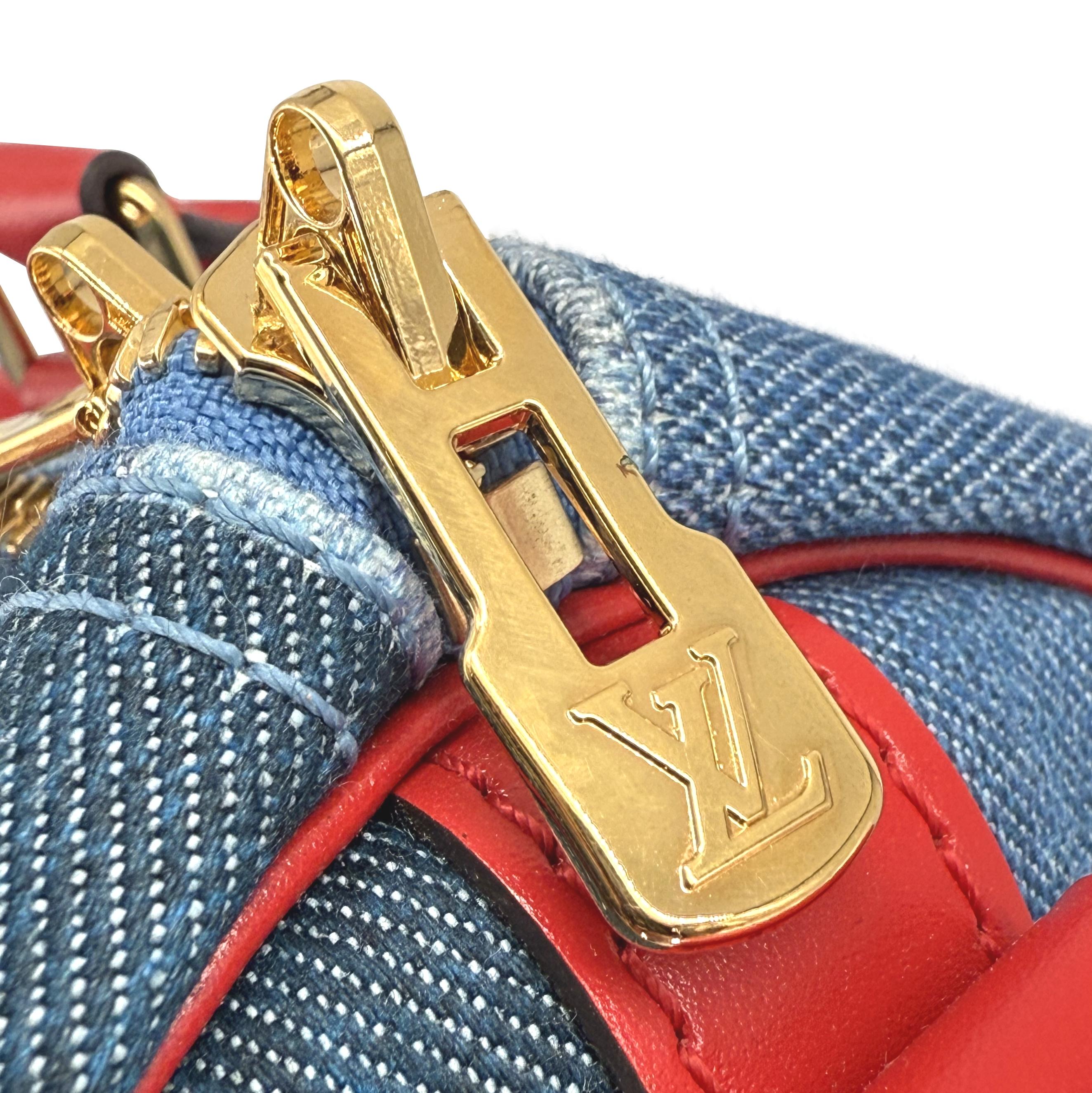 Louis Vuitton Limited Edition Denim Patchwork Bandoulière Speedy Damier 30, 2019 For Sale 4