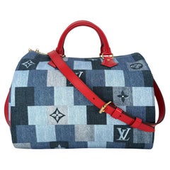 Louis Vuitton Limited Edition Denim Patchwork Bandoulière Speedy Damier 30, 2019