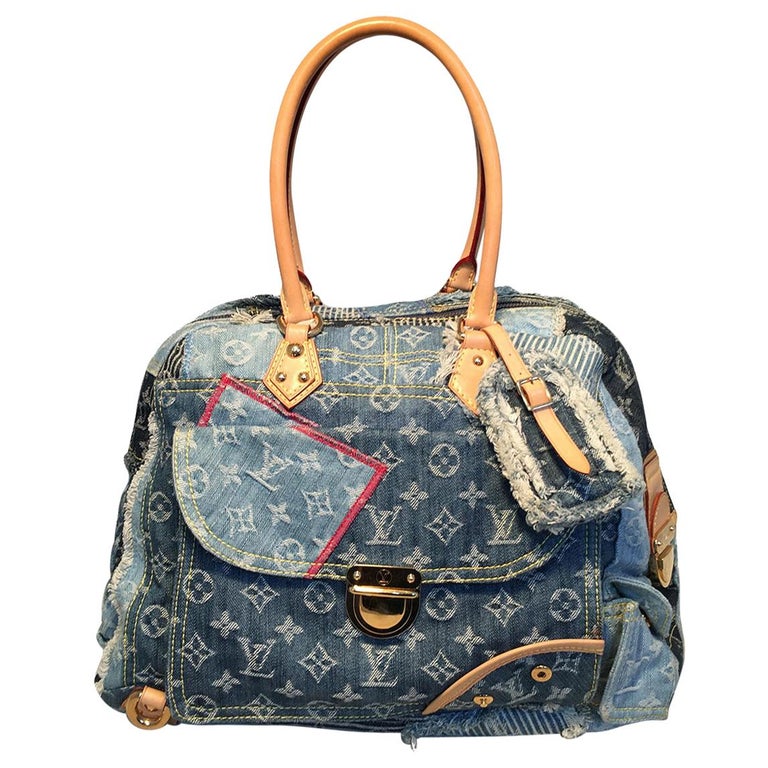Louis Vuitton Limited Edition Denim Patchwork Bowly Tote Bag at