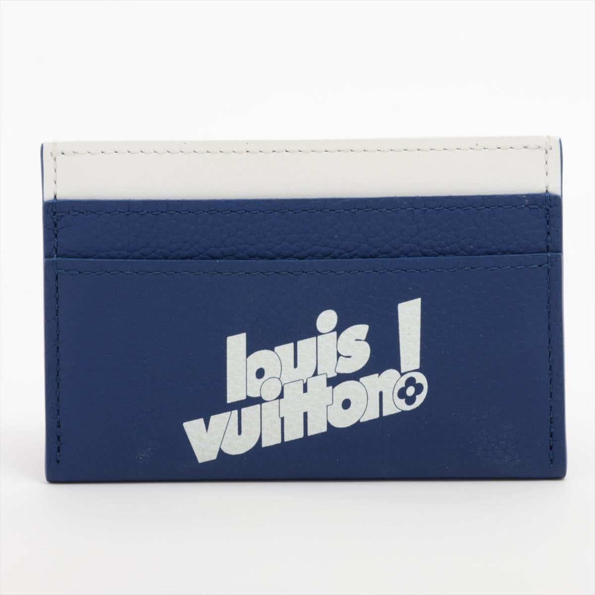 The Louis Vuitton Limited Edition Everyday Signature Printed Card Case in Blue with White Print is a stylish and practical accessory that combines luxury with functionality. Crafted from high-quality materials, the card case features a vibrant blue