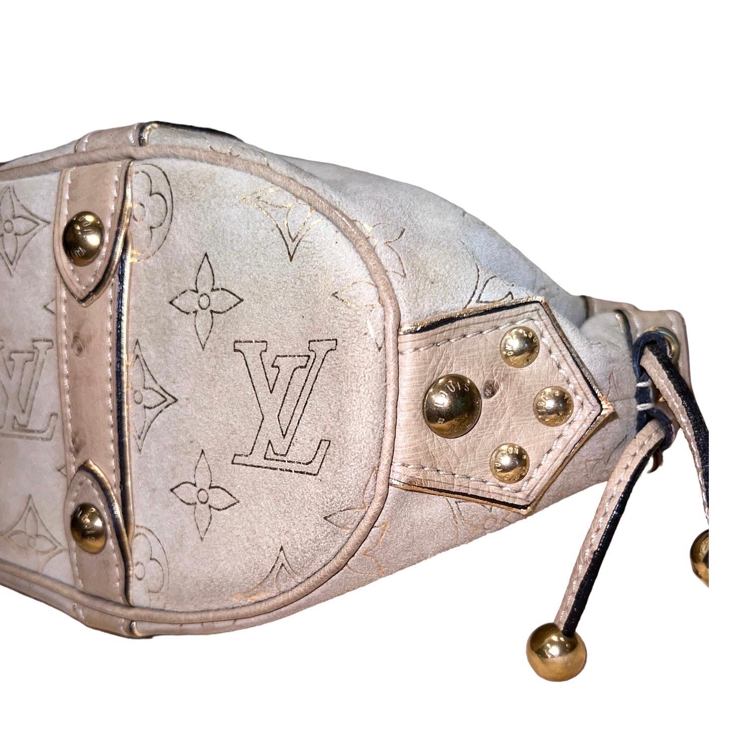 LOUIS VUITTON Limited Edition Exotic Ostrich & Suede LV Monogram Logo Bag For Sale 1