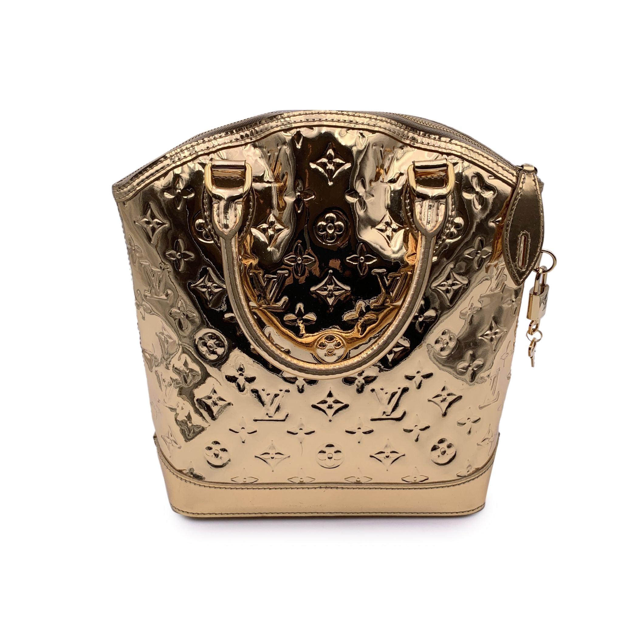 Brown Louis Vuitton Limited Edition Gold Monogram Miroir Lockit Verical Bag