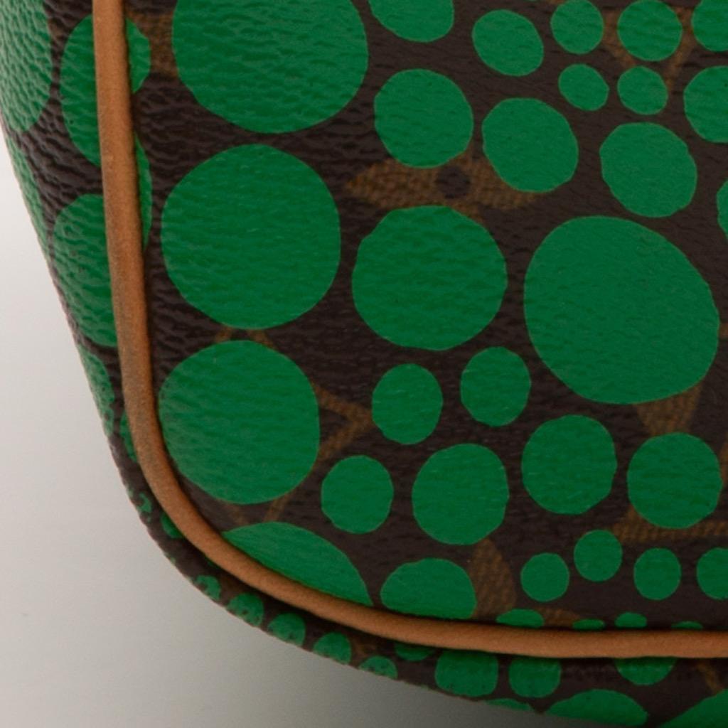 Black Louis Vuitton Limited Edition Green Yayoi Kusama Monogram Town Speedy 30 Bag (20