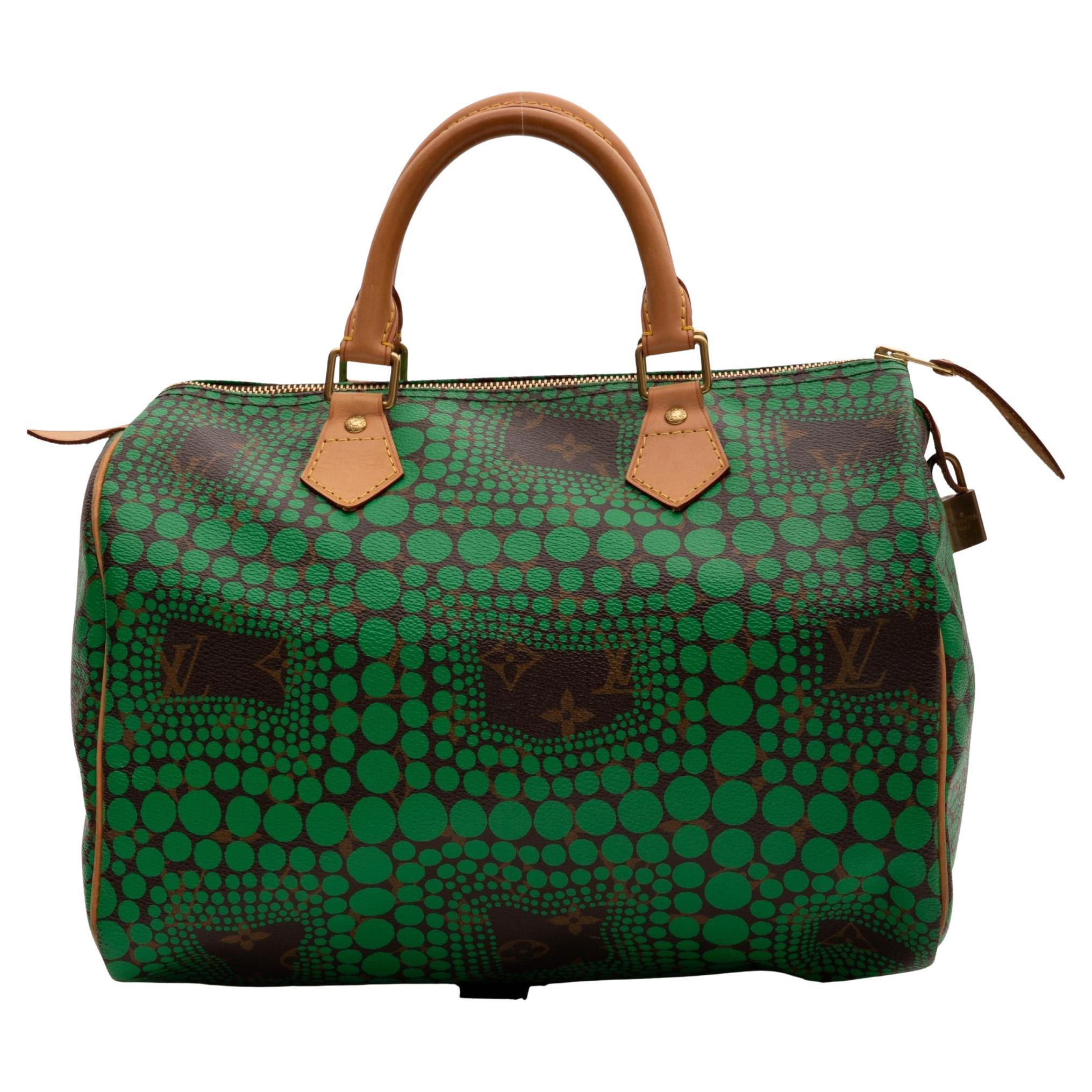 Louis Vuitton Limited Edition Green Yayoi Kusama Monogram Town Speedy 30 Bag (20