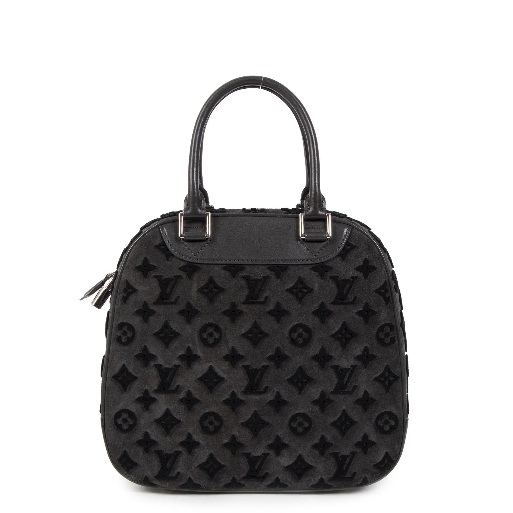 Black Louis Vuitton Limited Edition Grey Suede Monogram Tuffetage Deauville Bag