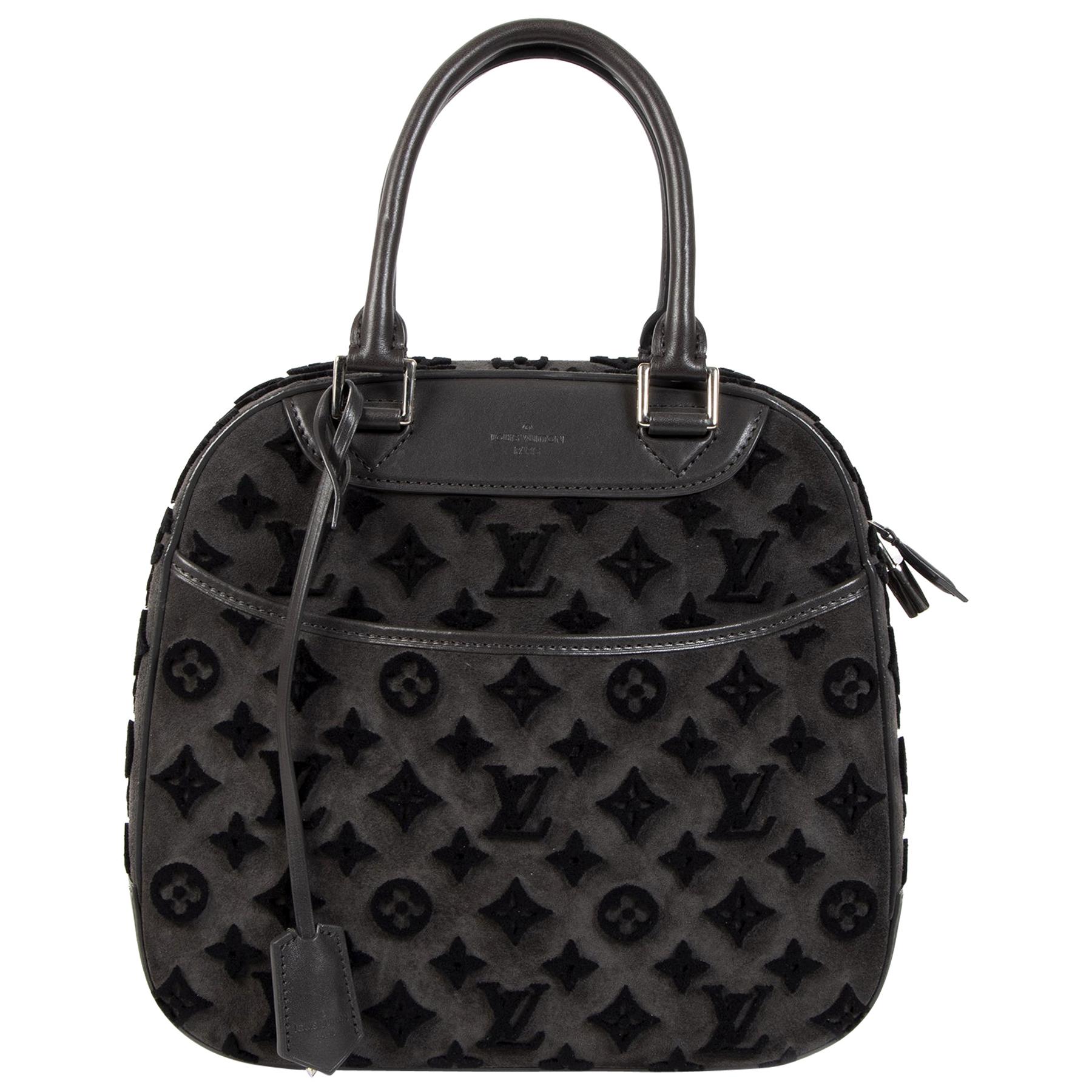 Louis Vuitton Limited Edition Grey Suede Monogram Tuffetage Deauville Bag