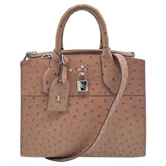 Louis Vuitton Limited Edition Gris Ostrich City Steamer PM Top Handle Bag, 2021.