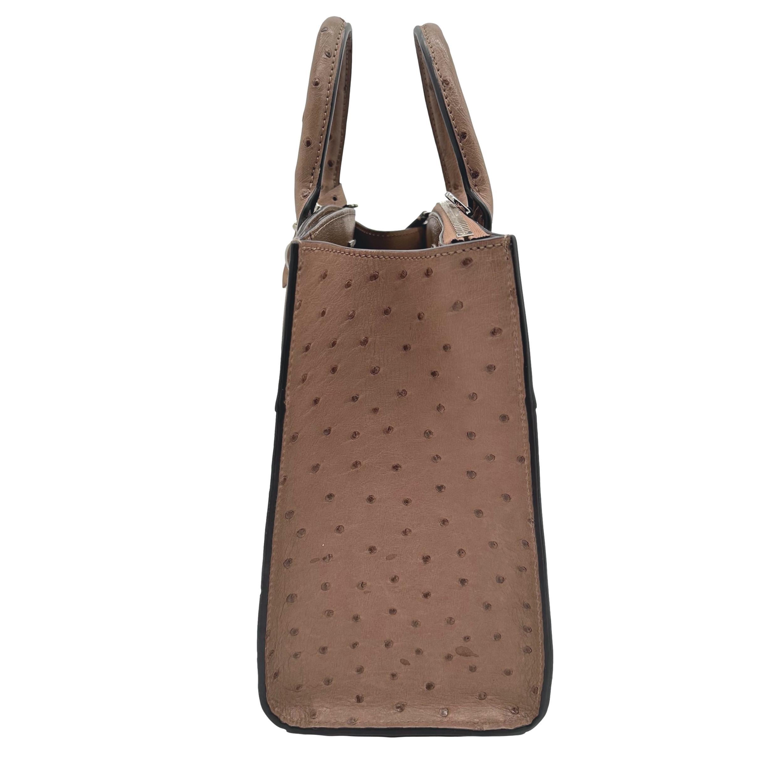 Louis Vuitton Limited Edition Gris Ostrich City Steamer PM Top Handle Bag, 2021. For Sale 2