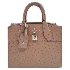 Louis Vuitton Limited Edition Gris Ostrich City Steamer PM Top Handle Bag, 2021.