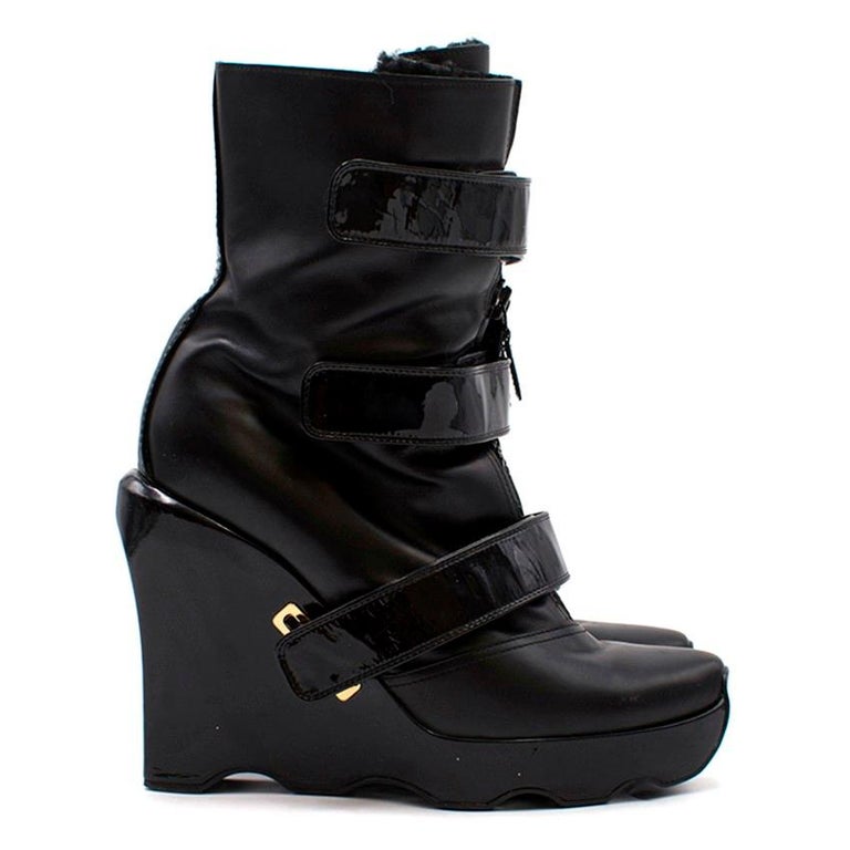 Louis Vuitton Limited Edition Leather Wedge Boots US 10.5 at 1stdibs