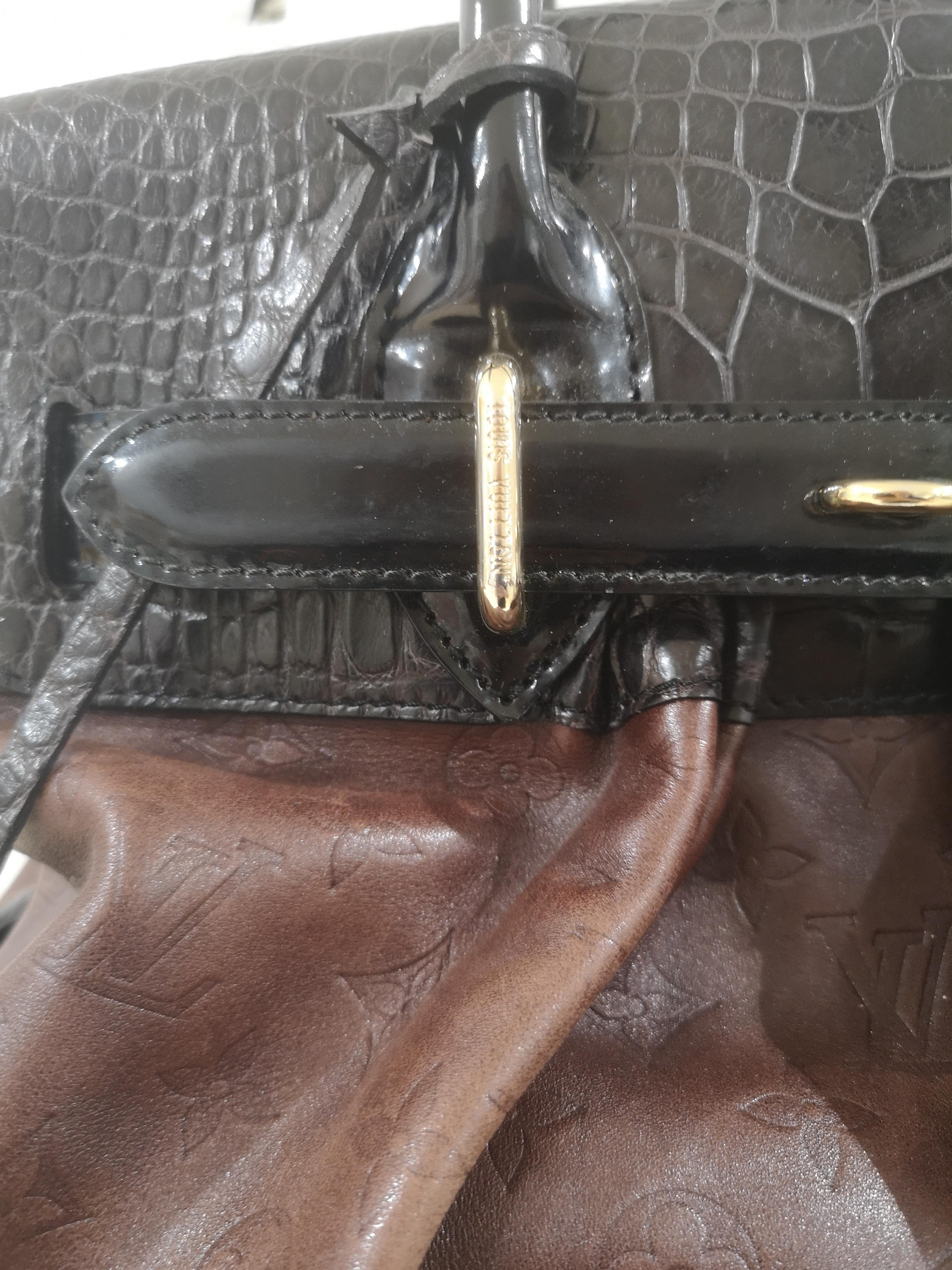 Black Louis Vuitton Limited Edition Les Extraordinaire alligator handle shoulder bag