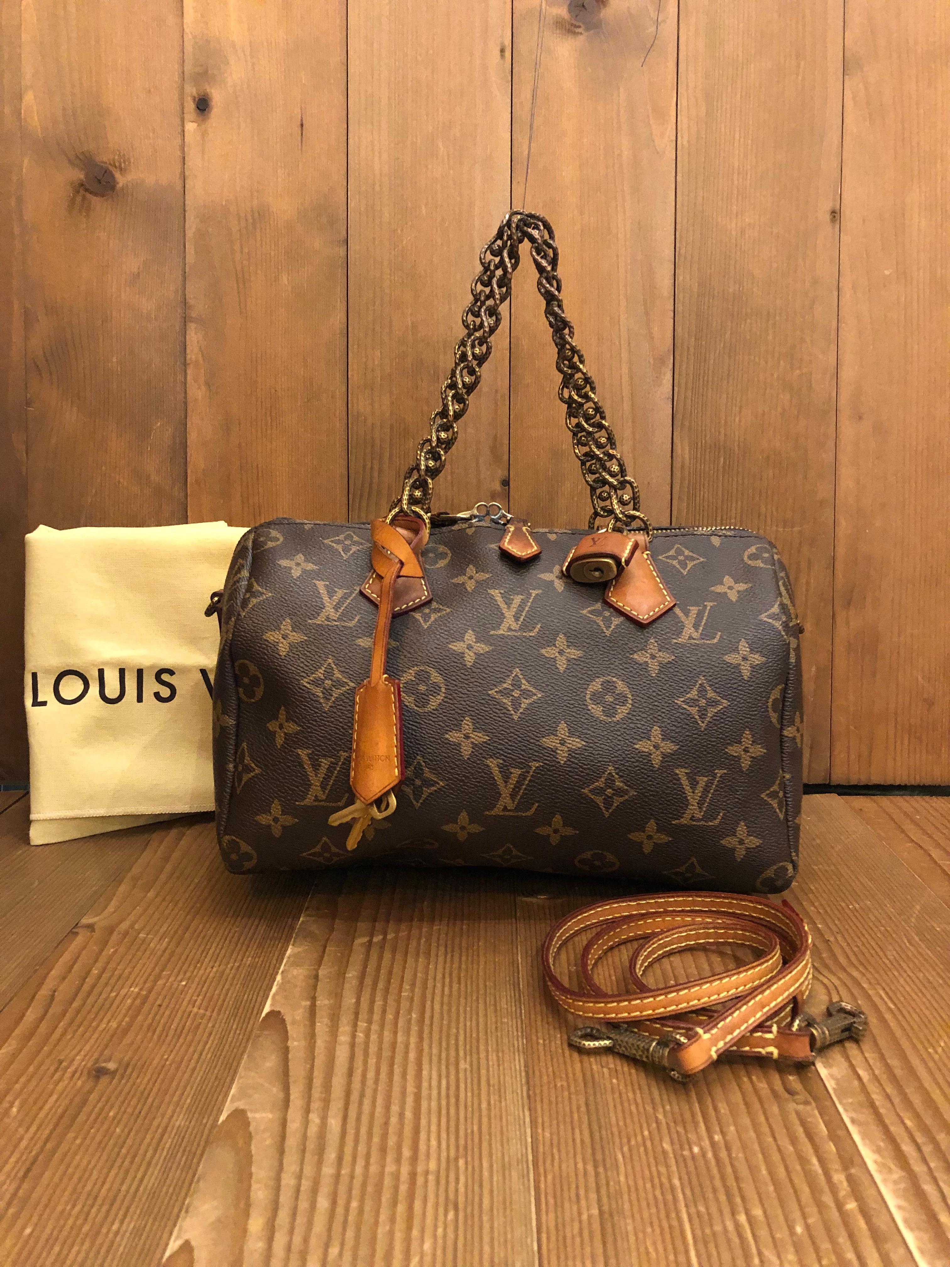 Black Louis Vuitton Limited Edition Monogram Canvas Chain Speedy 25