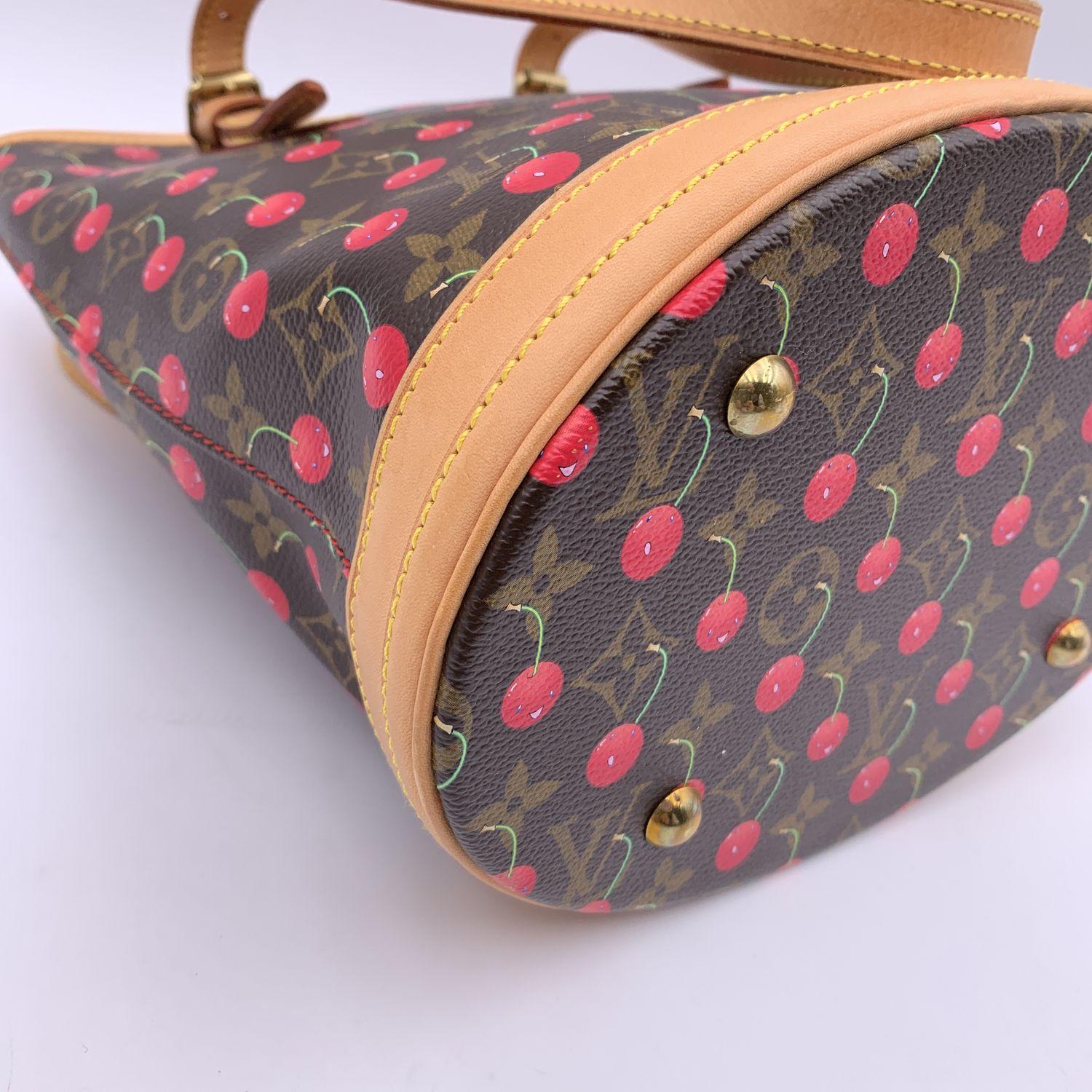 Louis Vuitton Limited Edition Monogram Cerises Murakami Bucket Bag For Sale 7