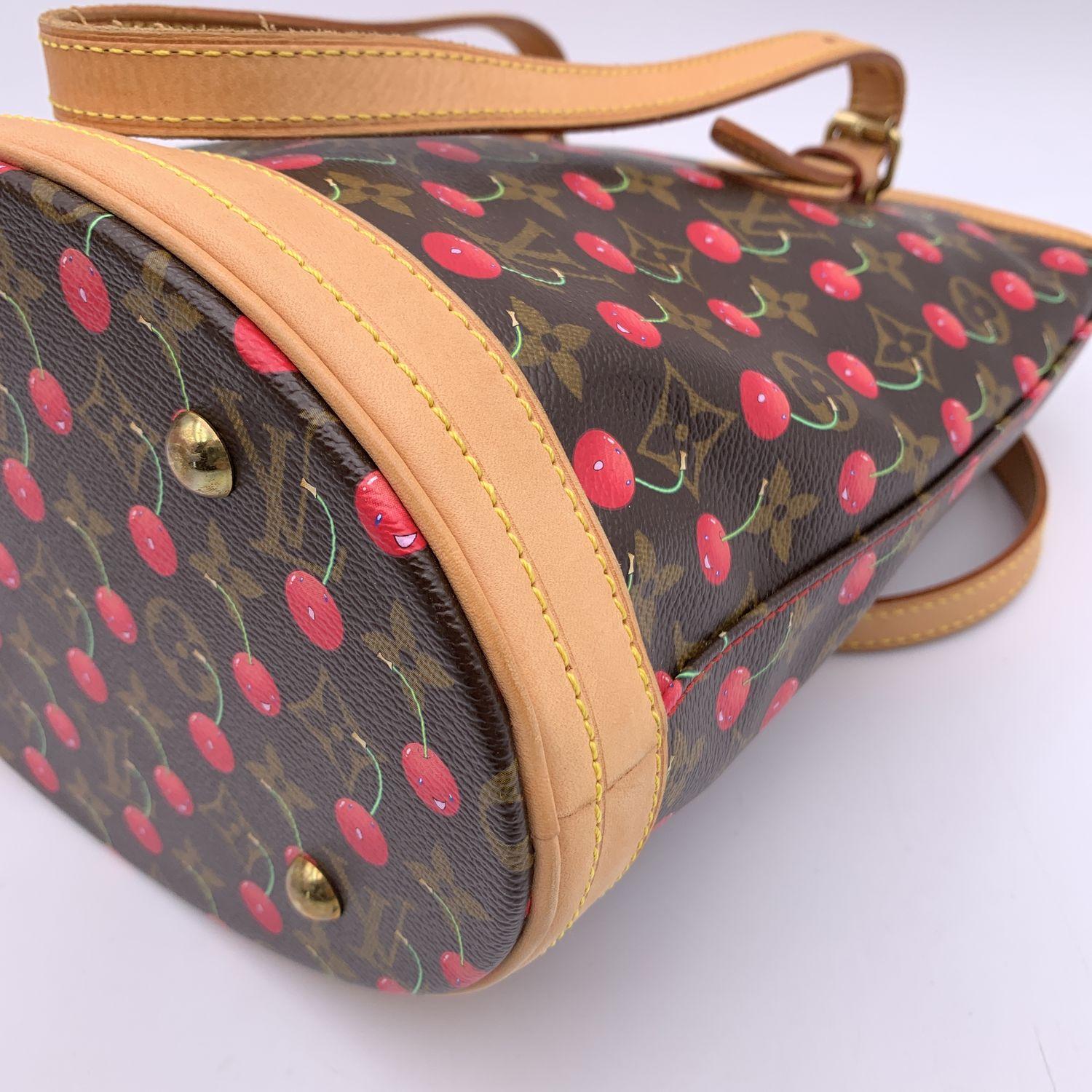 Louis Vuitton Limited Edition Monogram Cerises Murakami Bucket Bag For Sale 8