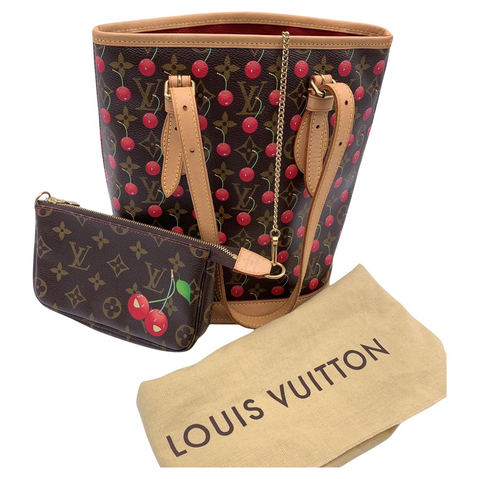 Louis Vuitton Limited Edition Monogram Cerises Murakami Bucket Bag For Sale
