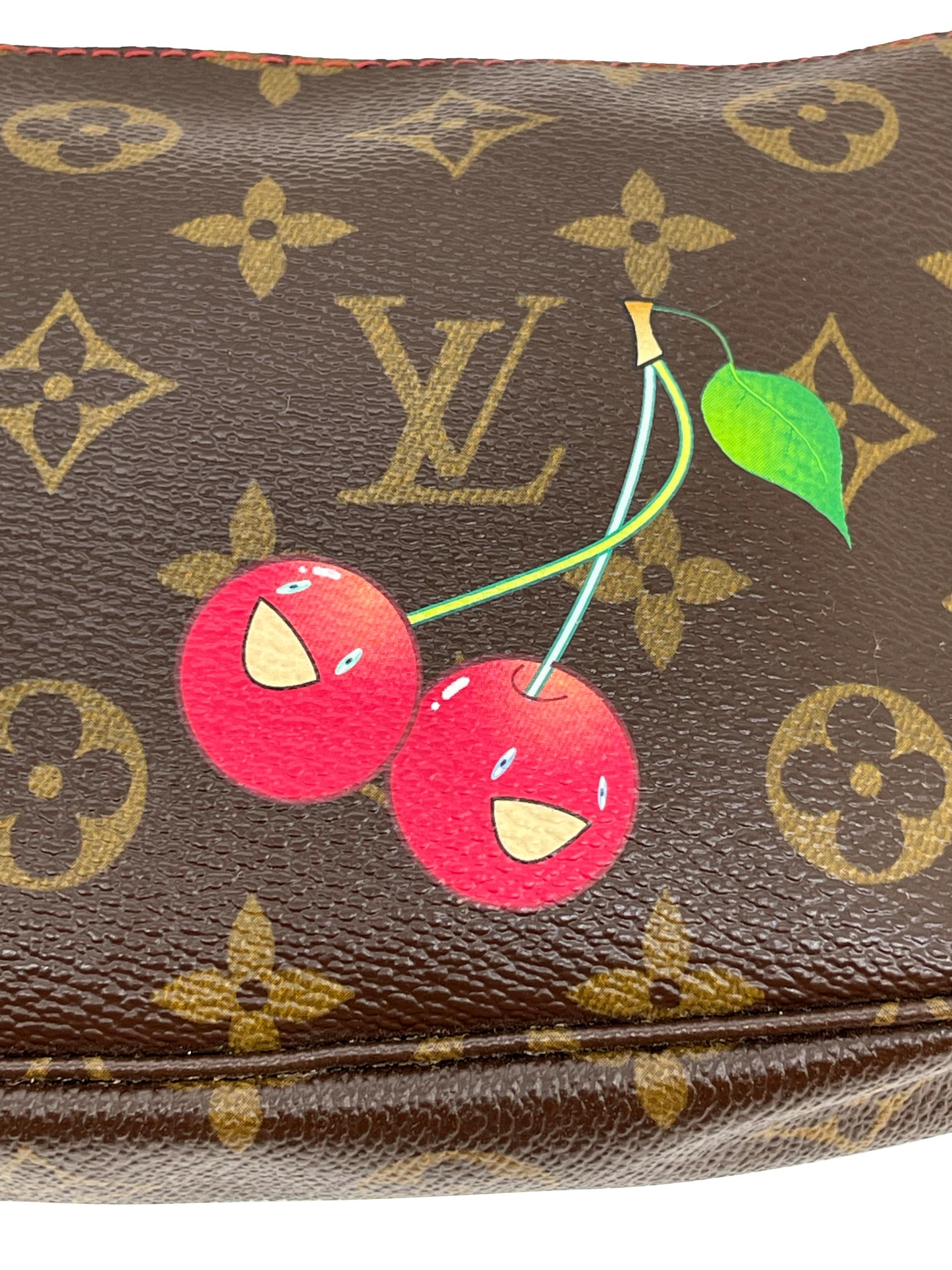 Louis Vuitton Limited Edition Monogram Cerises Murkami Pochette Bag, 2005. In Good Condition In Banner Elk, NC