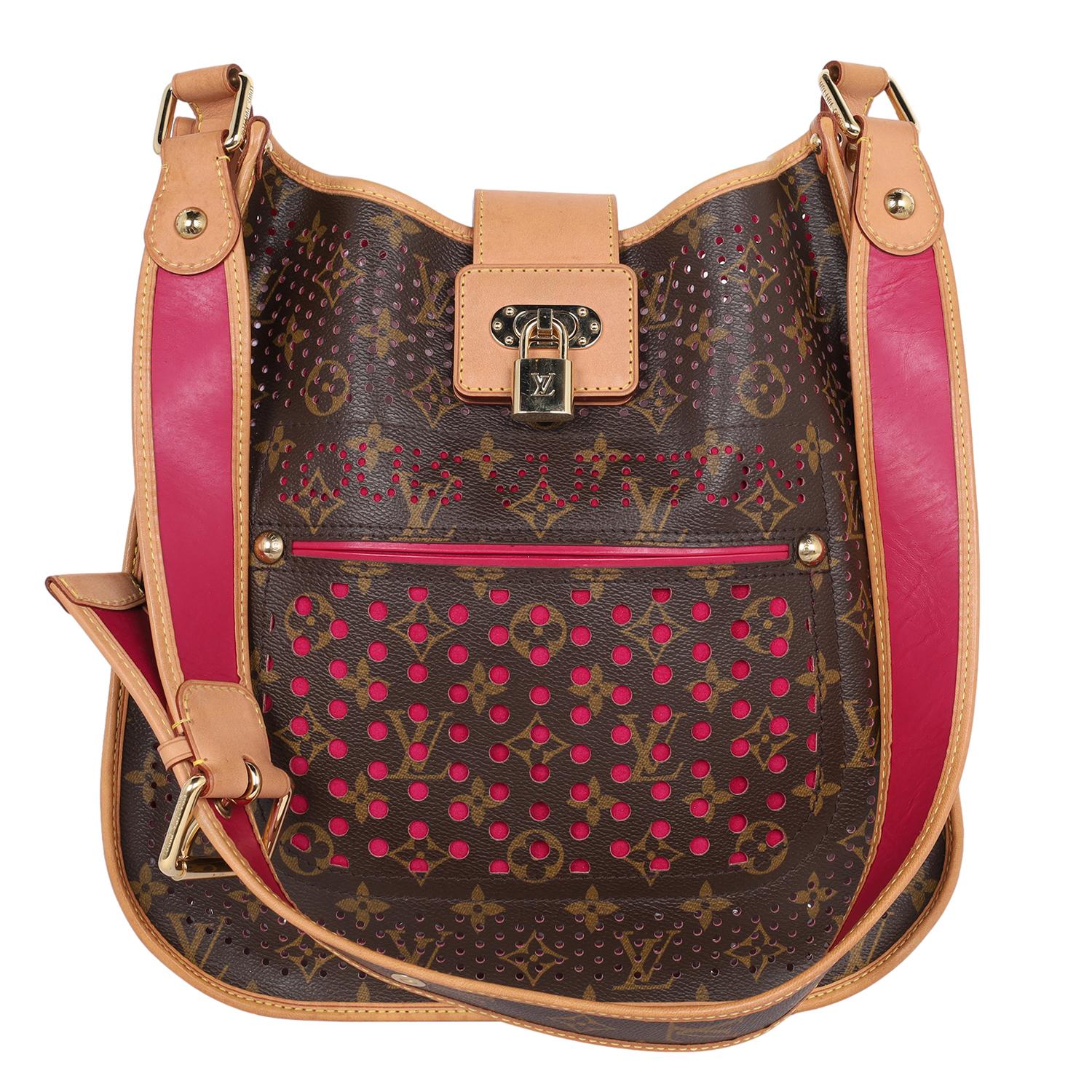 Brown Louis Vuitton Limited Edition Monogram Perforated Musette Pink