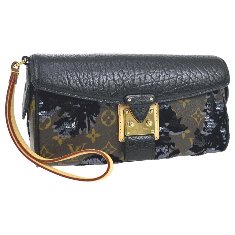 Louis Vuitton Limited Edition Monogram Sequin Evening Clutch Wristlet Wallet Bag For Sale at 1stdibs