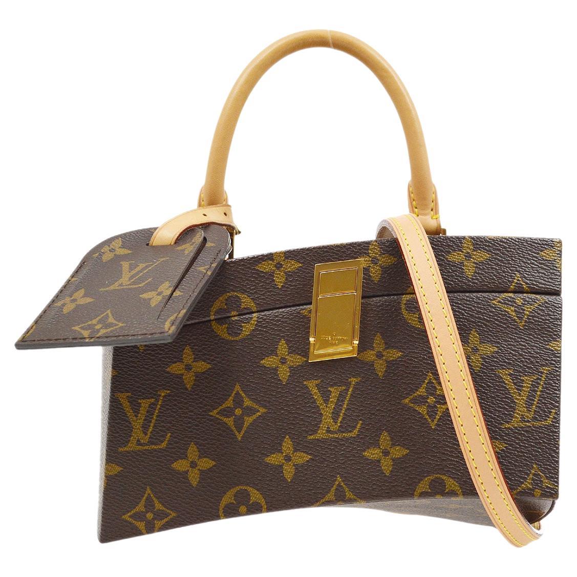Louis Vuitton Monogram Brown Top Handle Satchel Kelly Style Evening Flap Bag  For Sale at 1stDibs
