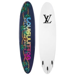 Louis Vuitton Limited Edition Multi Color White Logo Surfboard in Storage Bag