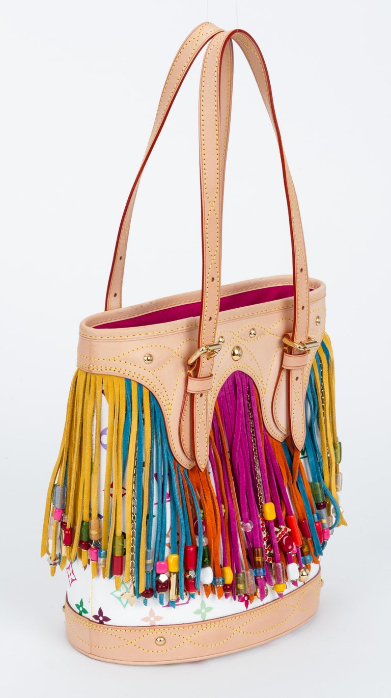 Louis Vuitton Limited Edition Multicolor Fringe Bucket Bag For Sale at 1stdibs