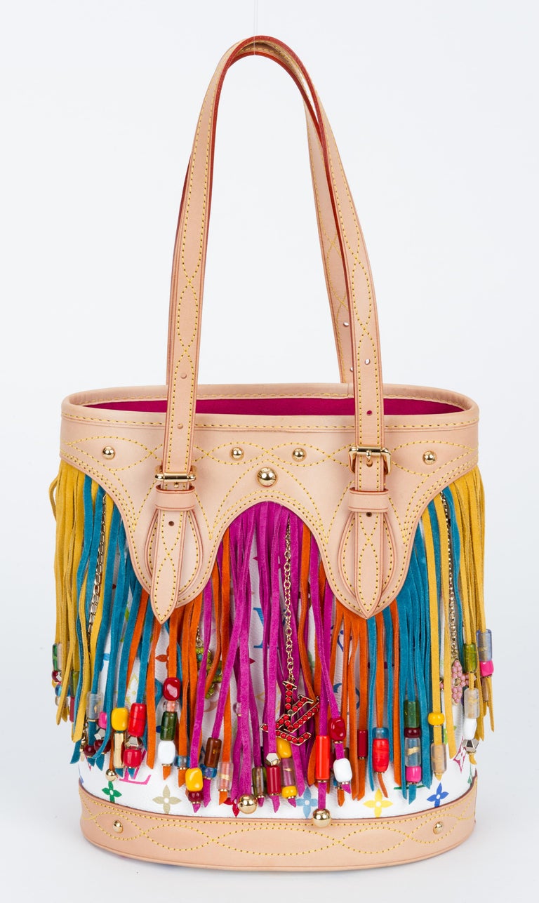 Louis Vuitton Limited Edition Multicolor Fringe Bucket Bag For Sale at 1stdibs